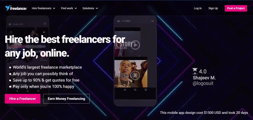 Интерфейс сайта для фрилансеров Freelancer.com - Блог Visual360